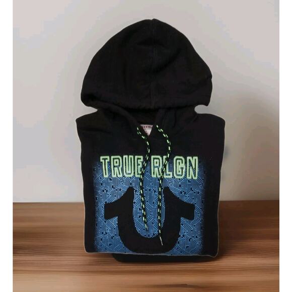 True Religion Men's Logo Pullover Hoodie Sweatshirt Black L - Picture 1 of 6